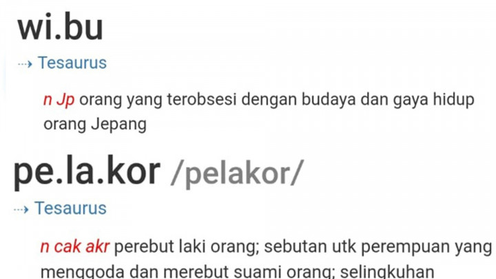 Wow! Kata Wibu hingga Pelakor Resmi Masuk KBBI