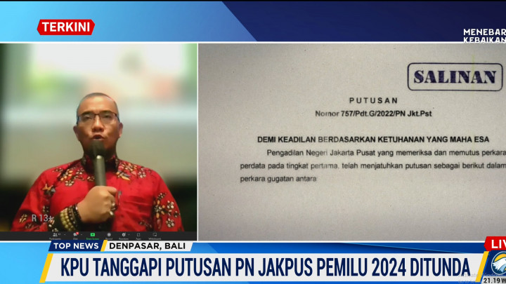 Tanggapi Putusan PN Jakpus, KPU akan Ajukan Banding