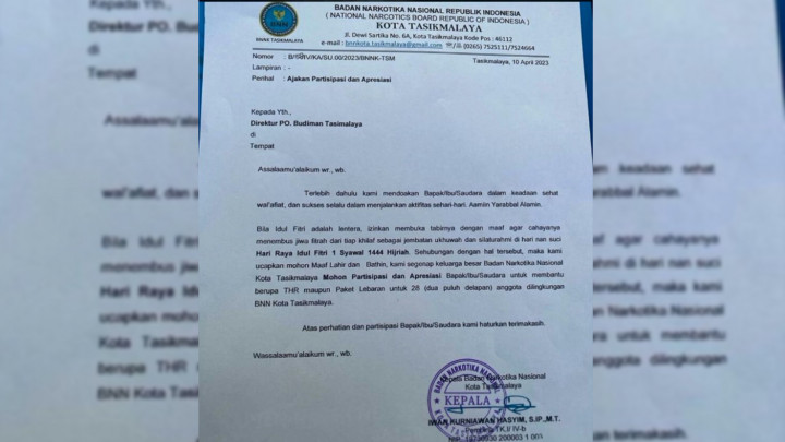 Kepala BNNK Tasikmalaya Minta THR ke Perusahaan, BNN Pusat Langsung Lakukan Pemeriksaan