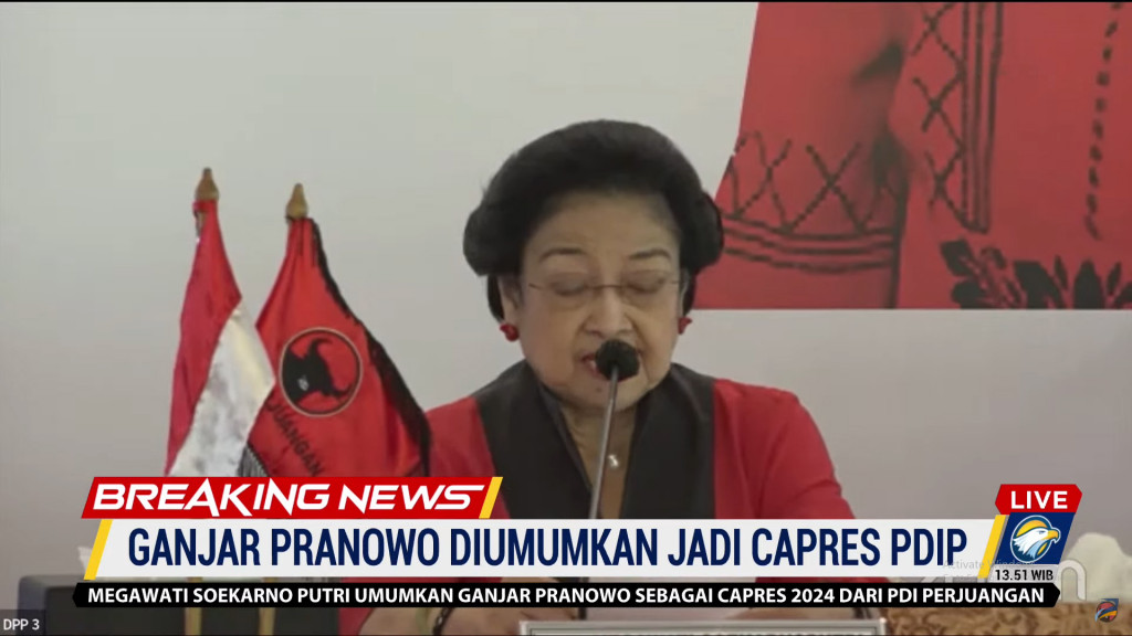 Megawati Umumkan Ganjar Pranowo Jadi Capres Pdip