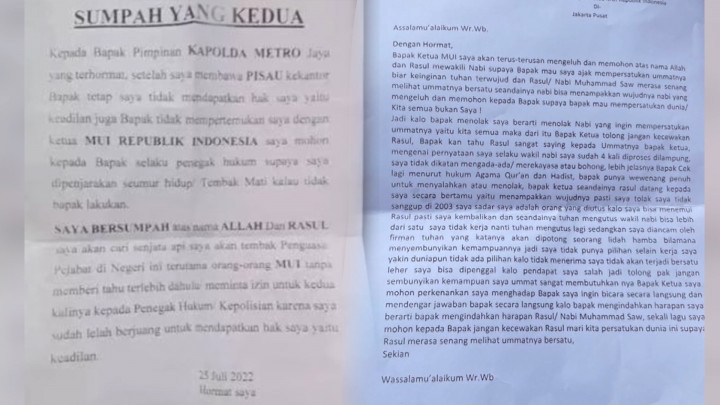 Isi Surat Penembak Kantor MUI, Minta Dipenjara Seumur Hidup hingga Ngaku Nabi
