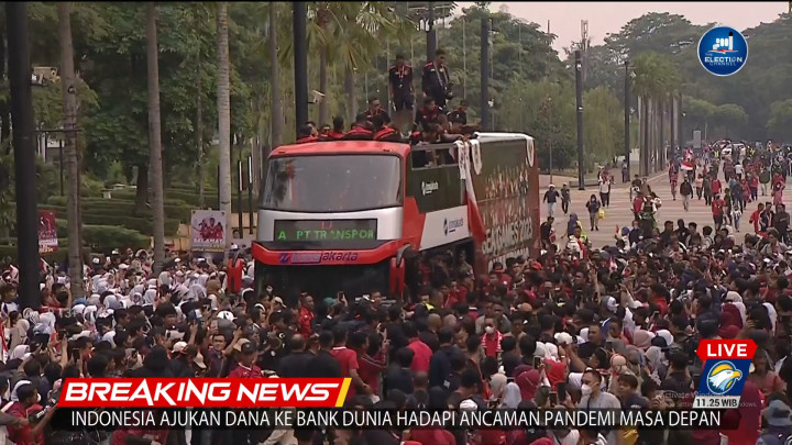 Usai Diarak, Euforia Masyarakat Tumpah Ruah Sambut Timnas U-22 di GBK