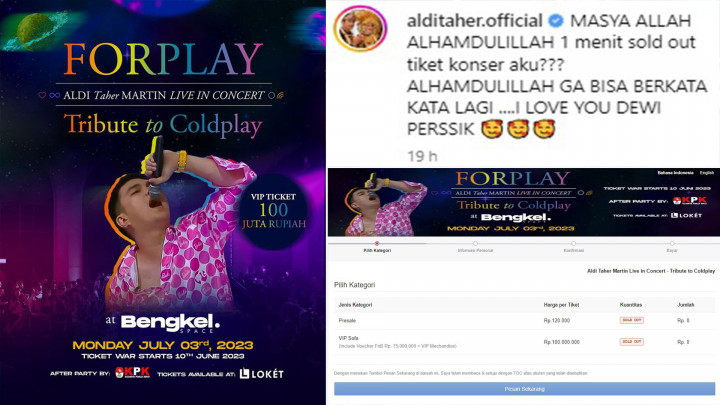 Wow! Tiket Presale Konser Aldi Taher Tribute to Coldplay Ludes Dalam 1 Menit