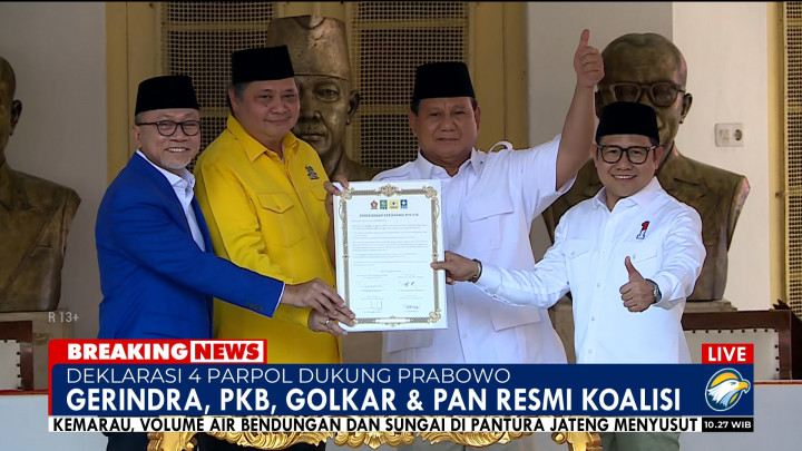 Momen Golkar, PAN dan PKB Teken Piagam Deklarasi Koalisi Dukung Prabowo di Pilpres 2024