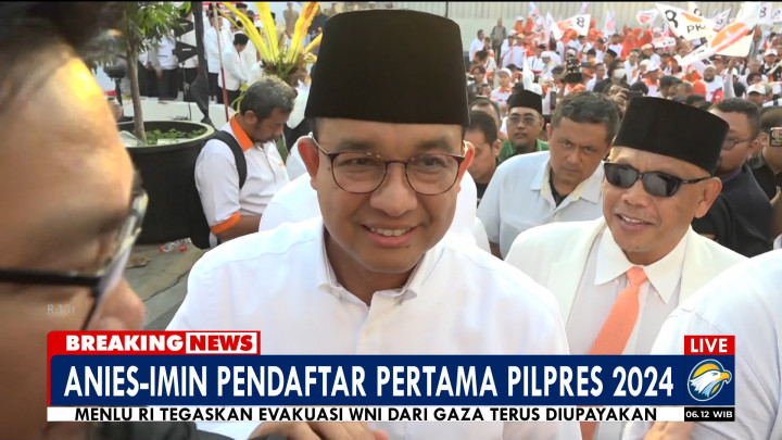 Momen Anies-Cak Imin Tiba di PKS Disambut Ratusan Pendukung