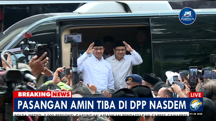 Anies Baswedan-Cak Imin Tiba di NasDem Tower