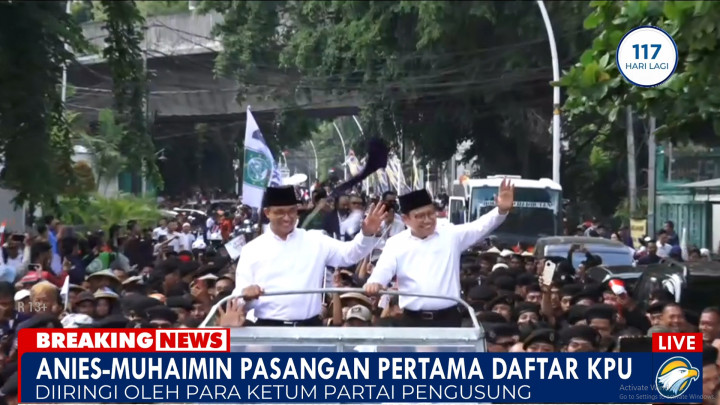 Suasana Kemeriahan Konvoi Pasangan Anies-Muhaimin Menuju KPU