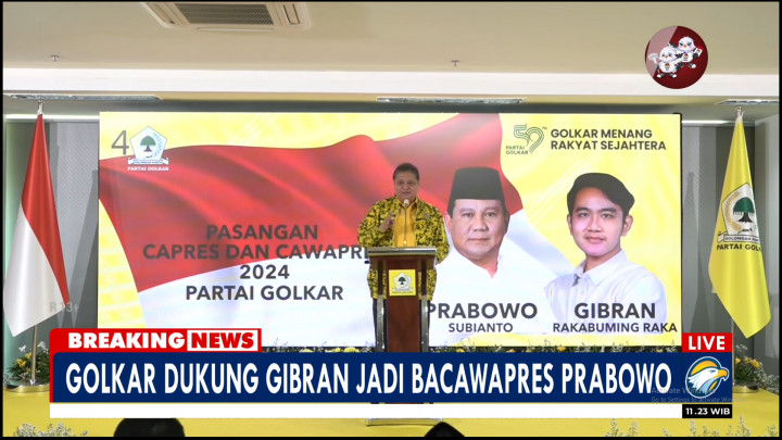 Resmi! Golkar Dukung Prabowo dan Gibran Jadi Bacapres-Bacawapres 2024