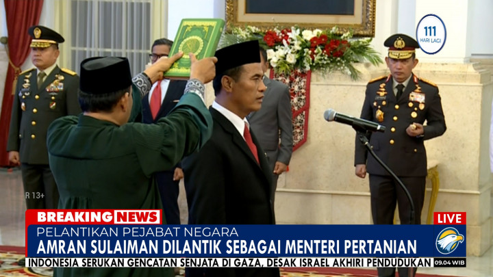 Momen Jokowi Lantik Amran Sulaiman sebagai Menteri Pertanian