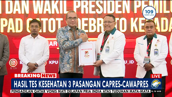 KPU Terima Hasil Tes 3 Pasangan Bacapres-Bacawapres dari RSPAD