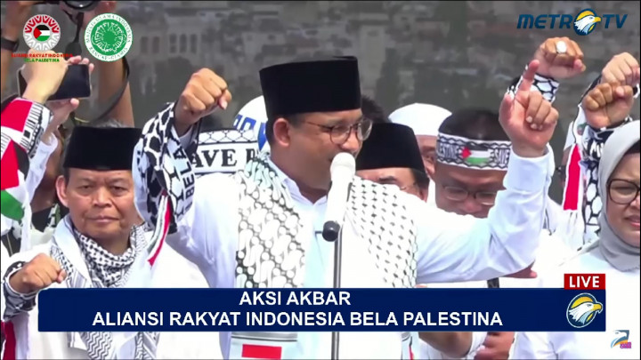 Momen Anies Baswedan Memimpin Aksi Solidaritas untuk Palestina di Monas
