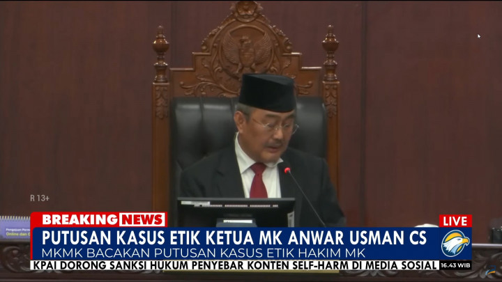 MKMK Putuskan 9 Hakim MK Langgar Etik, Disanksi Teguran Lisan