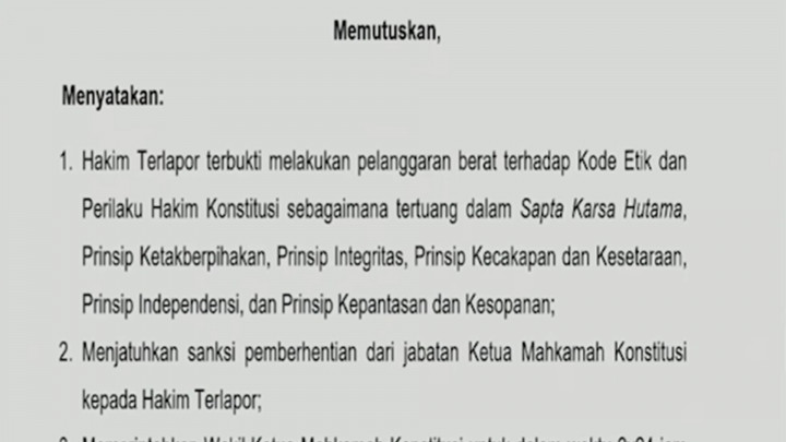 Terbukti Melakukan Pelanggaran Berat Terhadap Kode Etik, MKMK Berhentikan Anwar Usman