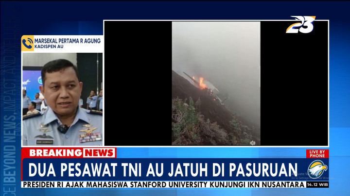 Kadispen AU Benarkan Pesawat Tempur Super Tucano Milik TNI AU Jatuh di Pasuruan