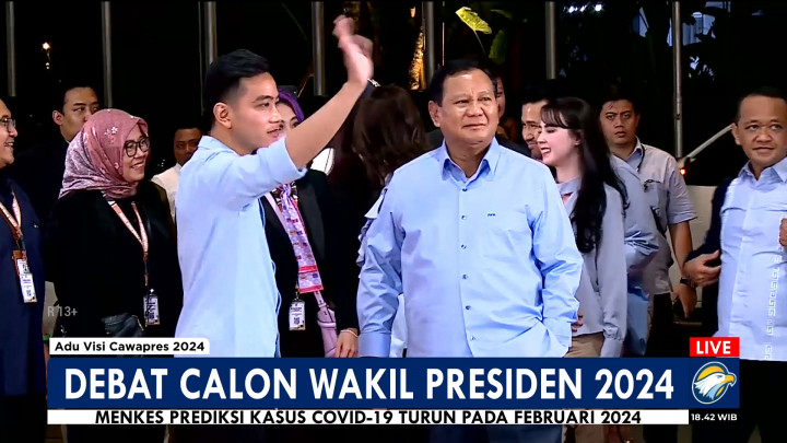 Momen Prabowo-Gibran Tiba di JCC Jelang Debat Perdana Cawapres
