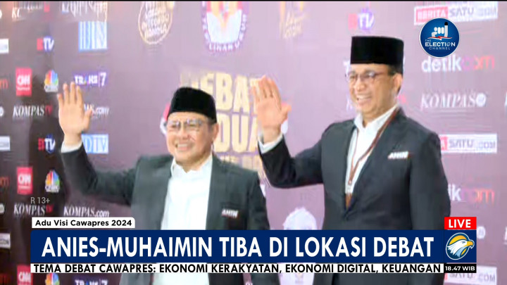 Momen Anies-Muhaimin Tiba di JCC Jelang Debat Perdana Cawapres