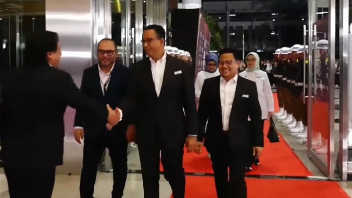 Momen Red Carpet Anies-Muhaimin Jelang Debat Keempat Pilpres 2024