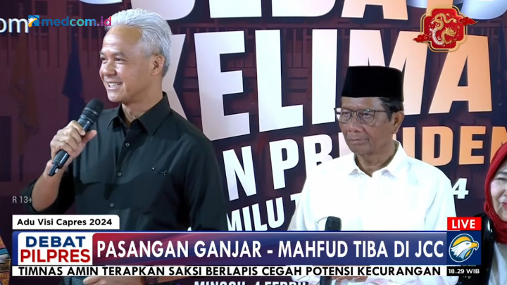 Ganjar-Mahfud Tiba di JCC Jelang Debat Kelima Pilpres 2024