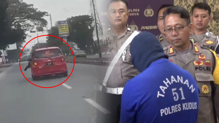 Viral Polisi di Kudus Nyangkut di Kap Mobil, Begini Kronologinya