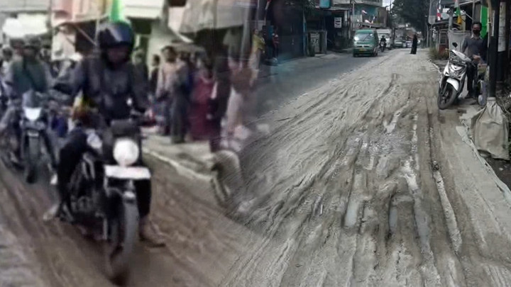 Tidak Sabaran, Pengendara Motor Nekat Terobos Jalan yang Baru Dicor