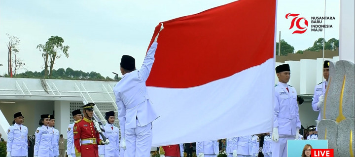 Detik-detik Pengibaran Bendera Merah Putih di IKN Nusantara