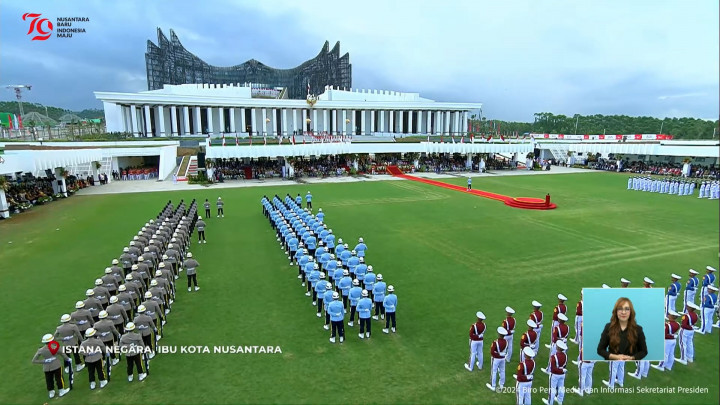 Inilah Anggota Paskibraka Upacara Penurunan Bendera Merah Putih HUT Ke-79 RI di IKN