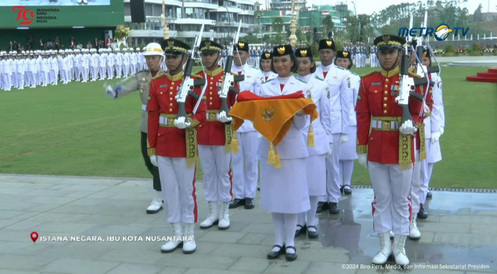 Detik-detik Penurunan Bendera Merah Putih di IKN Nusantara