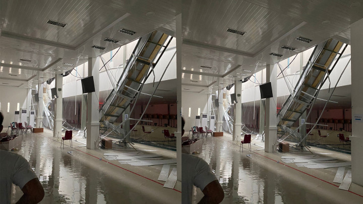 Diguyur Hujan Deras, Atap Venue Menembak PON XXI Aceh Ambruk