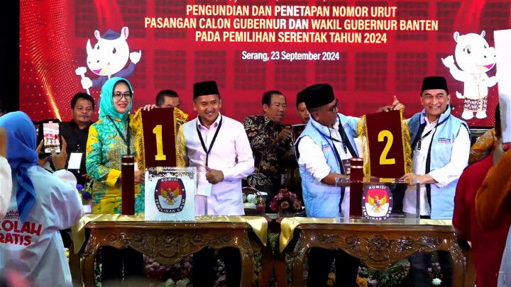 Pilgub Banten 2024: Airin-Ade Nomor 1, Andra-Dimyati Nomor 2