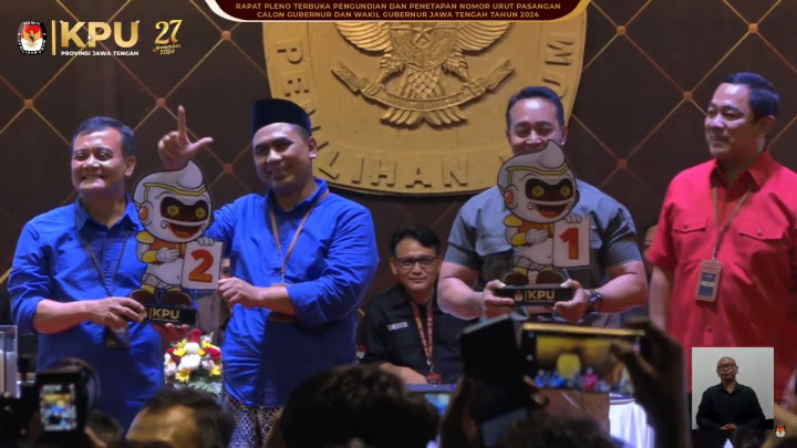 Detik-detik Pengundian Nomor Urut Cagub-Cawagub Jateng