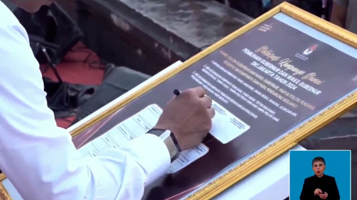 Tiga Pasangan Cagub-Cawagub DKI Jakarta Tandatangani Deklarasi Pilkada Damai 2024