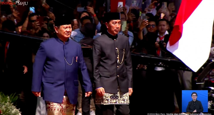 Prosesi Pisah Sambut Prabowo dan Jokowi di Istana Merdeka