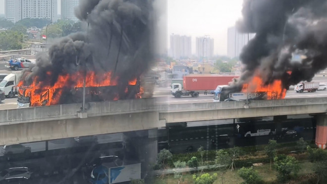Angkut 58 Murid TK, Bus Wisata Terbakar di Ruas Tol Becakayu