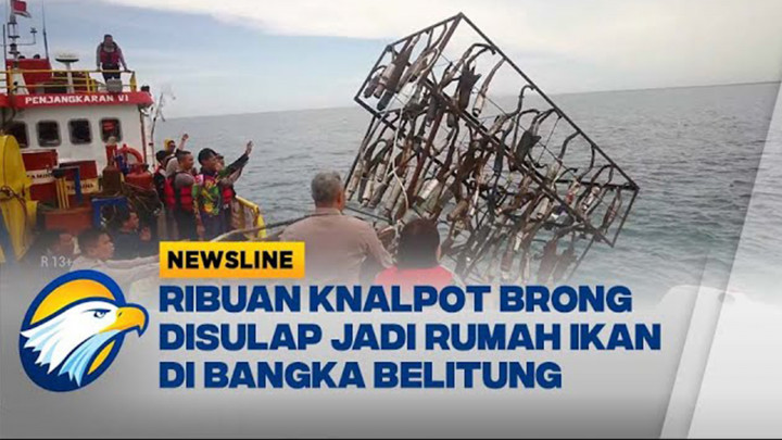 Unik! Knalpot Brong Hasil Sitaan Disulap Jadi Karang Buatan