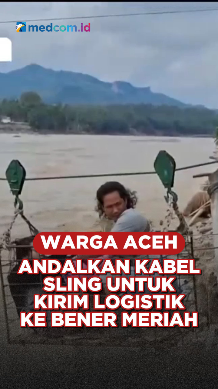 Warga Aceh Andalkan Kabel Sling untuk Kirim Logistik ke Bener Meriah