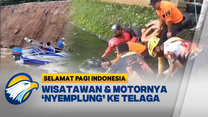 Tebing Telaga Sarangan Longsor, Wisatawan Tercebur Bersama Motor