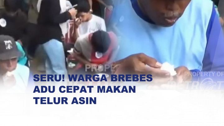 Lomba Makan Telur Asin Meriahkan Peringatan HUT Brebes