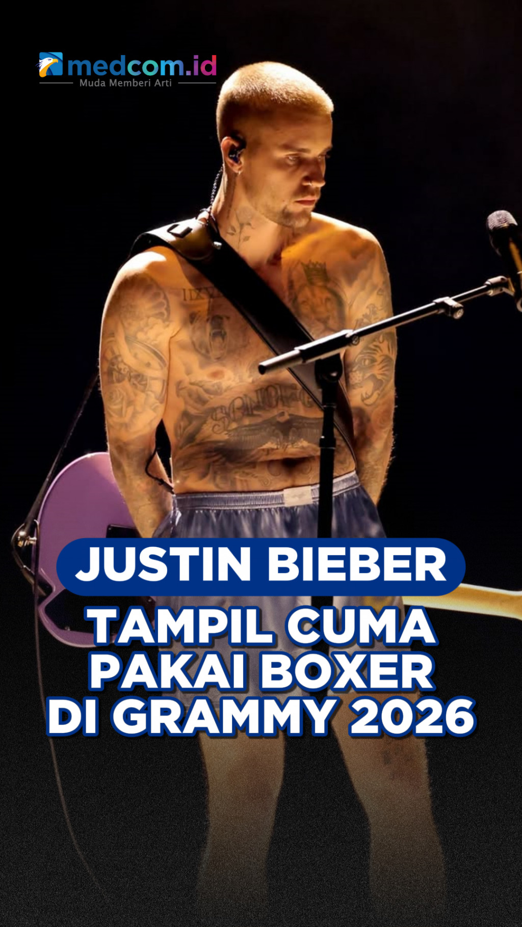 Nyentrik! Justin Bieber Tampil Cuma Pakai Boxer di Grammy 2026