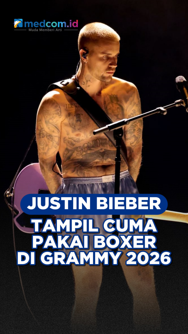 Nyentrik! Justin Bieber Tampil Cuma Pakai Boxer di Grammy 2026
