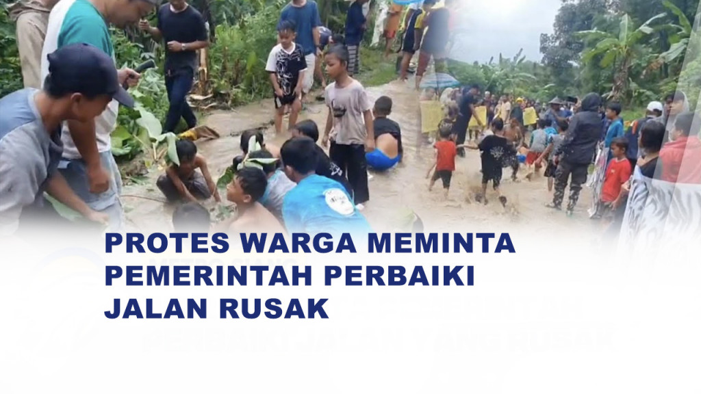 Protes Jalan Rusak, Warga Cilegon Tanam Pisang dan Memancing Lele di Jalanan