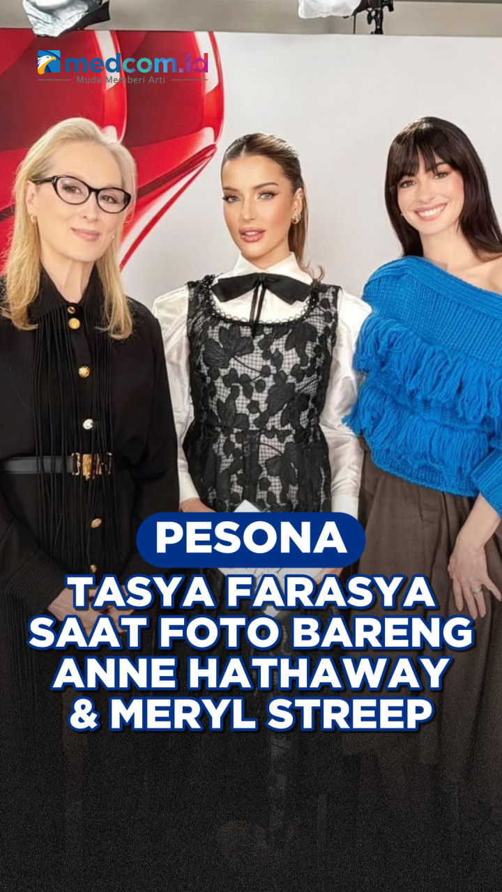 Pesona Tasya Farasya Saat Foto Bareng Anne Hathaway dan Meryl Streep