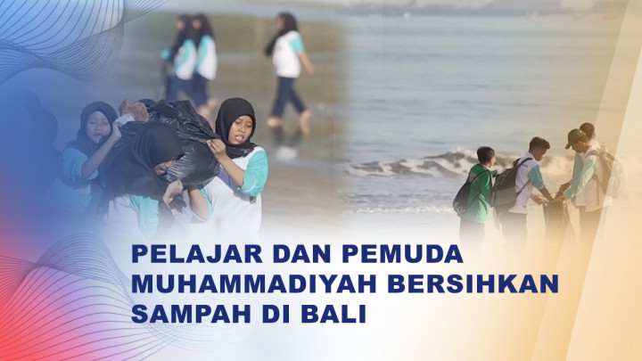 Pelajar Muhammadiyah Bali Gotong Royong Bersihkan Sampah Pantai Kedonganan