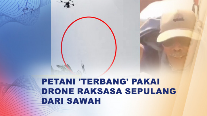 Viral! Petani Pulang dari Sawah Naik Drone Raksasa