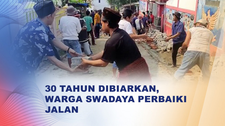 Kesal Jalan Tak Kunjung Diperbaiki, Warga Pandeglang Gotong Royong Perbaiki Jalan