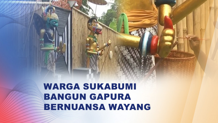 Unik! Gapura HUT RI di Sukabumi Dihiasi Tokoh Gatotkaca dan Bima