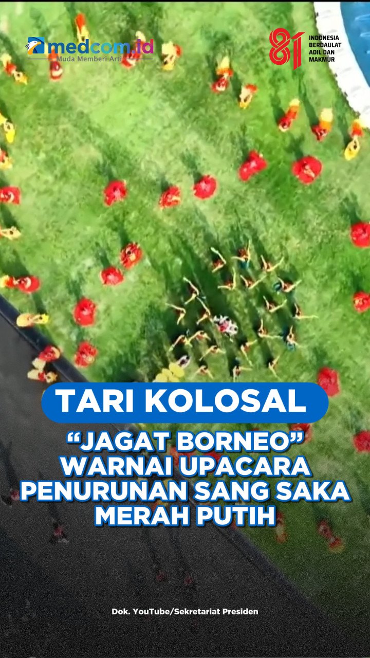 Tari Kolosal “Jagat Borneo” Warnai Upacara Penurunan Sang Saka Merah Putih