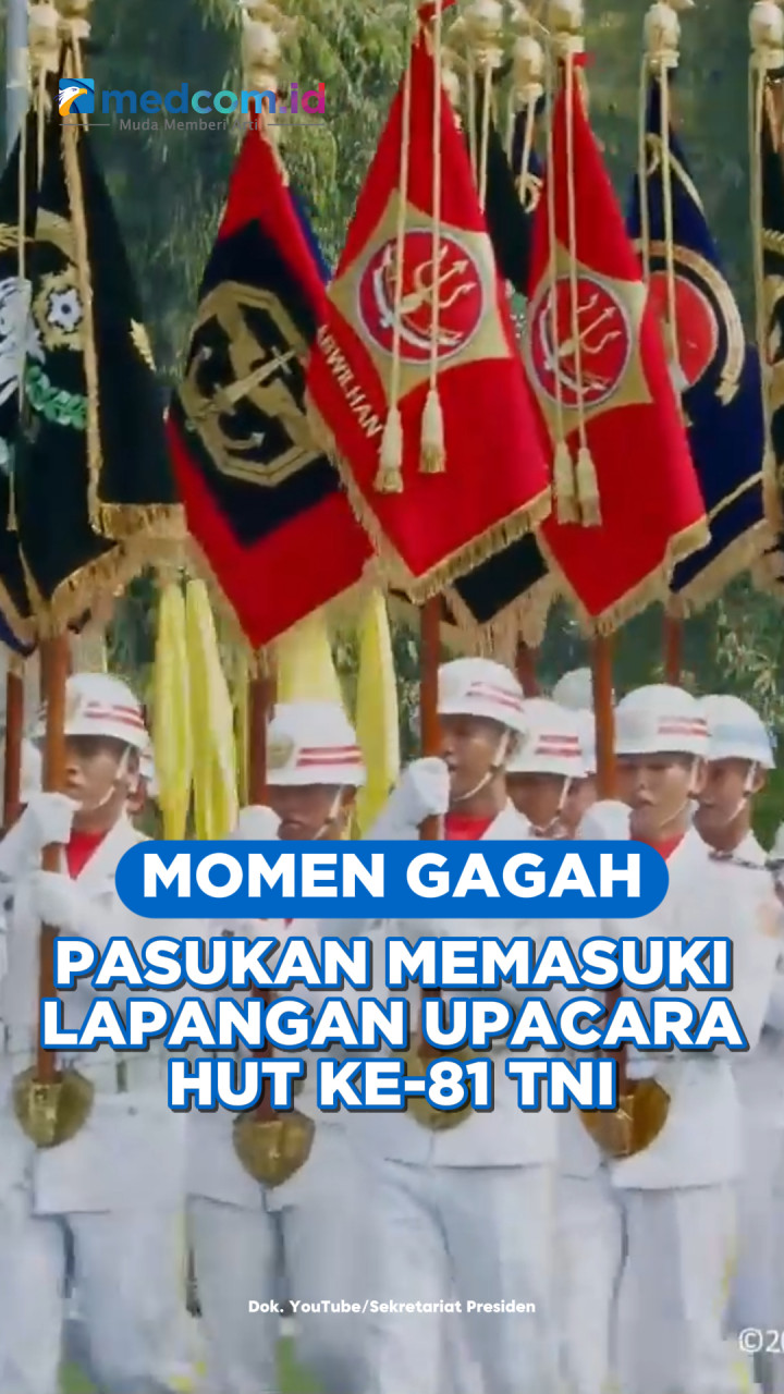 Momen Gagah Pasukan Memasuki Lapangan Upacara HUT ke-81 TNI