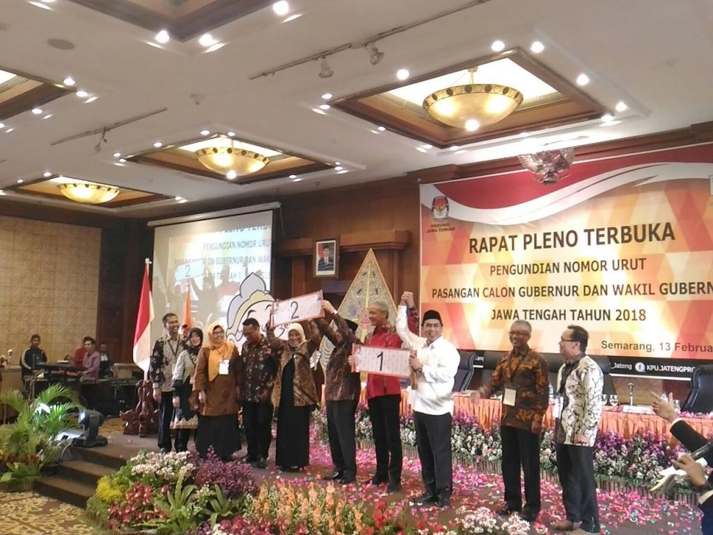 Ganjar-Gus Yasin Nomor Urut Satu, Sudirman-Ida Nomor Urut Dua