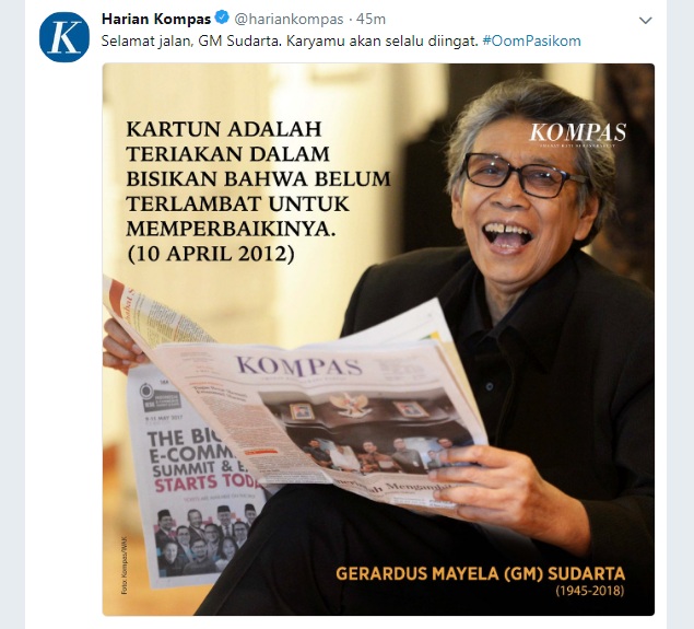 Karikaturis GM Sudarta 'Oom Pasikom' Meninggal