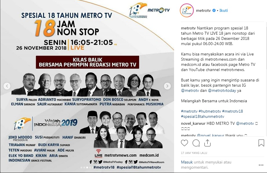 Presiden Jokowi Menghadiri Ultah <i>Metro TV</i>